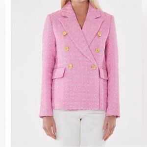 Dolce Cabo Pink Textured Blazer with Gold Buttons